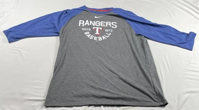 Camisa Nike Adulto Talla XL Azul Carbón Texas Rangers Béisbol Manga 3/4 Para Hombre Foto 1 de 4
