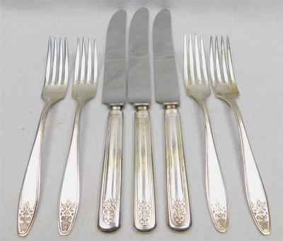 LOTE de 7 horquillas cuchillos Wm Rogers LADY DORIS 1929 International Silverplate  Foto 1 de 4