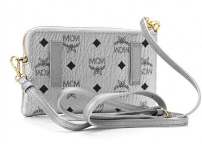 MCM Viseto Metallic Silver Leather Multifunctional Fanny Pack Crossbody Belt Bag - Image 1 of 4