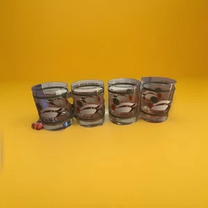 Vintage Mallard Duck Whiskey Low Ball Cocktail Glasses Set Of 4 Man Cave Bar - Picture 1 of 2
