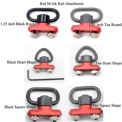 Red M-lok Rail Attachment Adapter With 8 Styles QD Sling Swivels Set Aluminum - Image 1 of 4