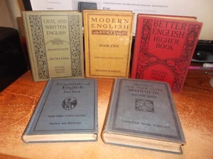Lot of 5 Vintage New York Edition School Books - Pre 1930 - Hardcover - Foto 1 di 24