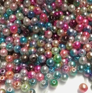 150 pcs Gradient Colourful Rainbow 6mm Faux Pearl Beads for Crafting - Picture 1 of 3