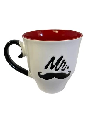 Mr. Mug Ceramic Stoneware Spectrum Design 15oz White  Black Lettering Red Inside - Image 1 of 4