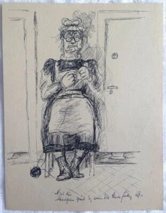 Werner Knoth Original Zeichnung 2-seitig 2 skizzierte Motive Unikat  - Picture 1 of 2