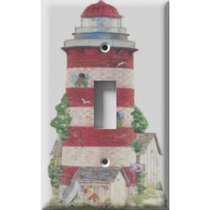 SnazzySwitch Candy Cane Lighthouse Decorative Light Switch Plate Cover - Picture 1 of 24
