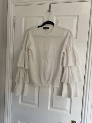 Cream Ruffle Sleeve Jumper Size 8 - Image 1 of 3