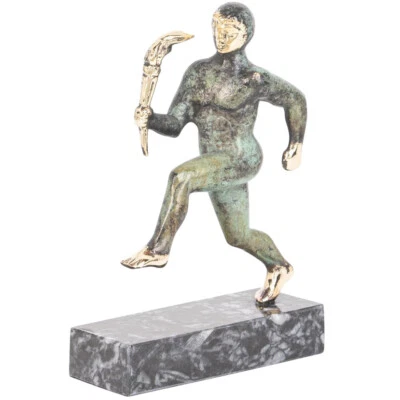 Antiguo Museo Griego de Bronce Estatua Réplica de Corredor de Maratón 1631 Foto 1 de 4