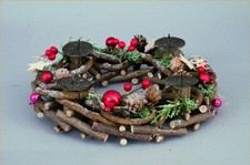 PORTA CANDELA IN LEGNO QUADRUPLO DIAMETRO 28 CM NATALE