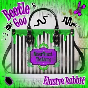 Gothic Beetle Goo Green Black White Stripe Messenger Handbag Shoulder Strap - Picture 1 of 14