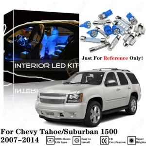 Blue Interior LED Light Kit+White License For Chevy Tahoe/Suburban 1500 2007-14 - Picture 1 of 12