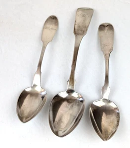 3 Large Antique Boston 1830s Coin Silver Spoons J B Jones, N Harding 9" & 7" Lot - Picture 1 of 11