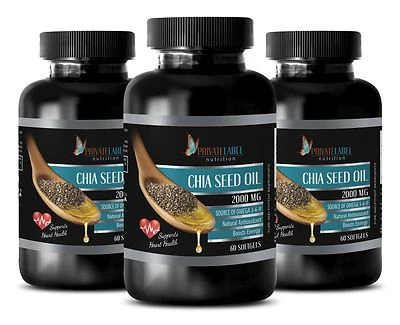 Weight loss pills - CHIA SEED OIL 2000mg - 3 Bottles 180 Softgels - Image 1 of 4