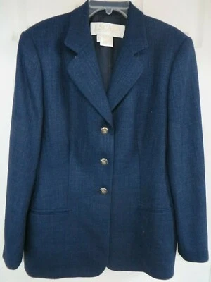 ESCADA  Margaretha Ley Wool/Silk Tweed  Navy blue Blazer  44  NWOT   - image 1 of 4