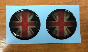 2 x DISTRESSED UNION JACK FLAG Pegatinas/calcomanías - 19mm Diámetro - GEL ABOVEDADO BRILLANTE - Imagen 1 de 3