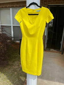 Antonio Melani Women's Sheath Dress 0 Yellow Polyester Short Sleeve V-Neck New - Picture 1 of 13