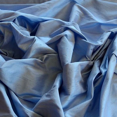 Iridescent Cornflower Blue Dupioni 100% Silk Fabric 44" W, By the Yard (S-207) - Image 1 of 4