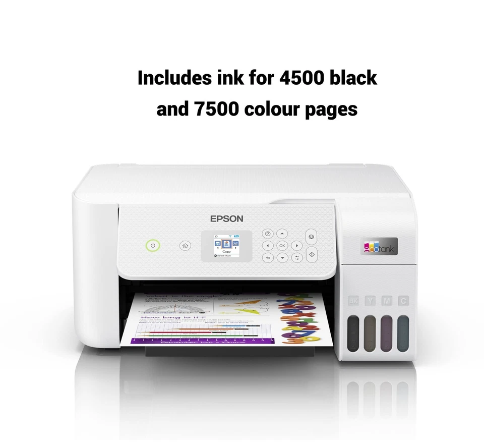 Epson EcoTank ET-2826 All-in-One Inkjet Printer, WiFi, Apple AirPrint, with inks - Image 1 of 1