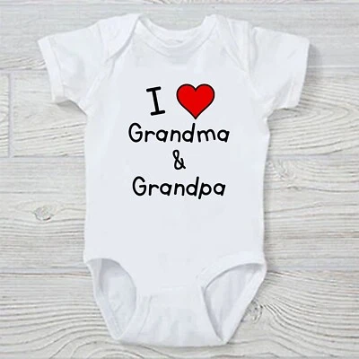 I Love Grandma & Grandpa Funny Baby Onesie 100% Cotton FREE SHIPPING - Image 1 of 2