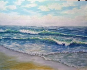 Art 24"/30" Memorial Day Sale stretched canvas, BEACH WAVE seascape,ocean art - Picture 1 of 9