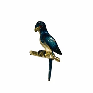 Beautiful Vintage Jewelry Gold TEAL BLUE ENAMEL BIRD Animal Brooch Pin Gold Tone - Bild 1 von 7