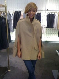 REISS CANDY BLONDE CAMEL NUDE WOOL CAPE COAT PONCHO JACKET XS EXTRA SMALL 8 4 36 - Picture 1 of 8