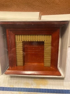 VINTAGE DOLLHOUSE MINI BURGUNDY, BEIGE FIREPLACE No. WF123, NIB!, LQQK! NICE! - Picture 1 of 2