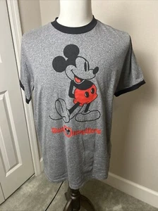 Walt Disney World Mickey Mouse T Shirt Gray Men’s Ringer Size Large - Picture 1 of 8