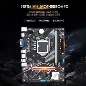 H81M VH Computer Motherboard Desktop DDR3 Memory LGA 1150-pin supports M.2` - Afbeelding 1 van 14