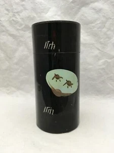 Antigua lata de té o caddy asiática, china 3 piezas pintada a mano 7,25" de alto 3,5" de ancho - Imagen 1 de 6