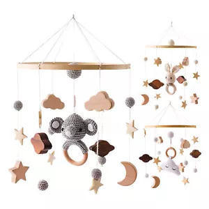 Mobile for Crib Moon Stars Baby Mobile Wooden Wind Chime Crib Toys For Babies - Picture 1 of 13