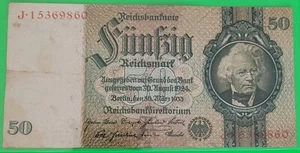 1933 Germany Deutschland 50 Mark Banknote - Picture 1 of 4