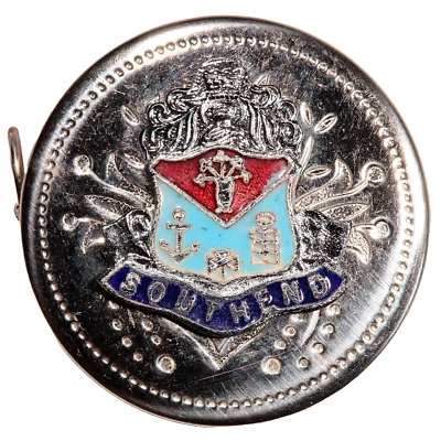 VINTAGE ENAMEL SOUTHEND SEWING MEASURING TAPE (#4598) - Image 1 of 2