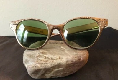 Gafas de sol vintage J HASDAY ojo de gato estampado Gunmetal cromo Rx moda retro Foto 1 de 4