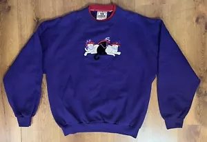 Vintage Katze Sweatshirt Top Stitch Pullover Pulli Lila Damen Medium - Bild 1 von 19