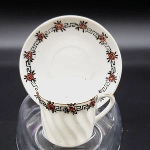 Vintage Bone China Demitasse Cup & Saucer Hand Painted Floral Japan Gold Trim - Picture 1 of 9