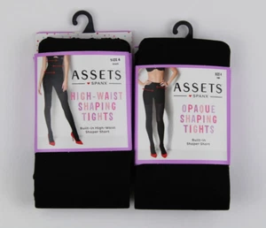 Spanx Asset Größe 4 schwarz High Waist Shaper Shorts blickdicht formende Strumpfhosen 2 Paar - Bild 1 von 4