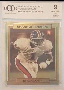 1990 Action Packed Hidden Treasures Gold BCCG 9 Shannon Sharpe Rookie DenverHOF - Picture 1 of 2