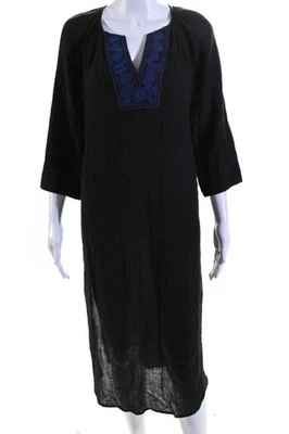 Vestido largo de terciopelo para mujer manga larga cuello en V negro azul talla XS Foto 1 de 4