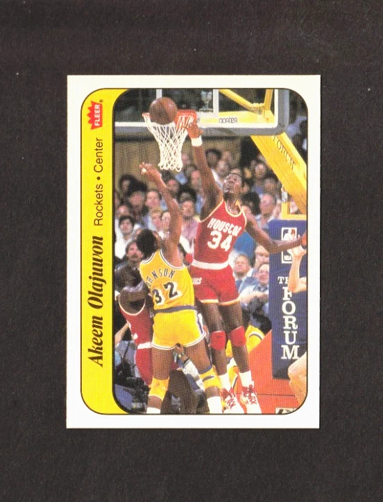 Pegatina Fleer Akeem Olajuwon 1986 novato #9 de 11 casi nuevo/como nuevo alta calidad Foto 1 de 2