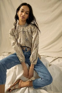 Anthropologie Let Me Be Maple Ruffled Blouse Romantic Fish Size 6 MSRP $138 EUC - Picture 1 of 18