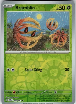 Pokemon Bramblin 020/162 SV05: Temporal Forces NM Reverse Holo card - Image 1 of 2