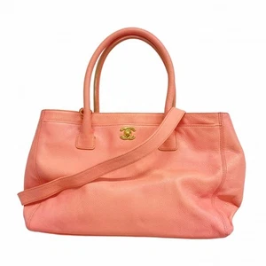 5Ce6084 Chanel Tote Bag Executive Caviar Skin Pink Gold Hardware Used Women - Picture 1 of 11