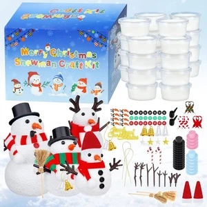 24 Stück Build a Snowman Kit Weihnachten Basteln für Kinder, Modelliermasse DIY Xmas... - Bild 1 von 8