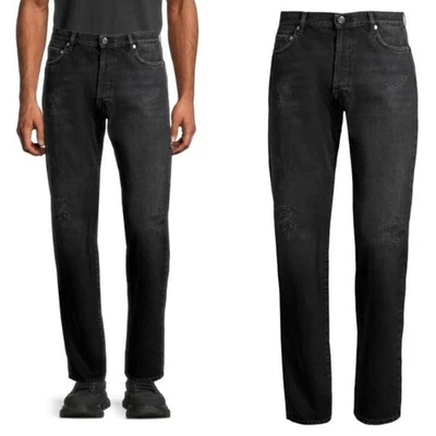 Новый с Ярлыками новый $295 черный DNM джинсы 21 тонкий искусственно состаренные черные джинсы Италии размер 33 x 32 - Изображение 1 из 4