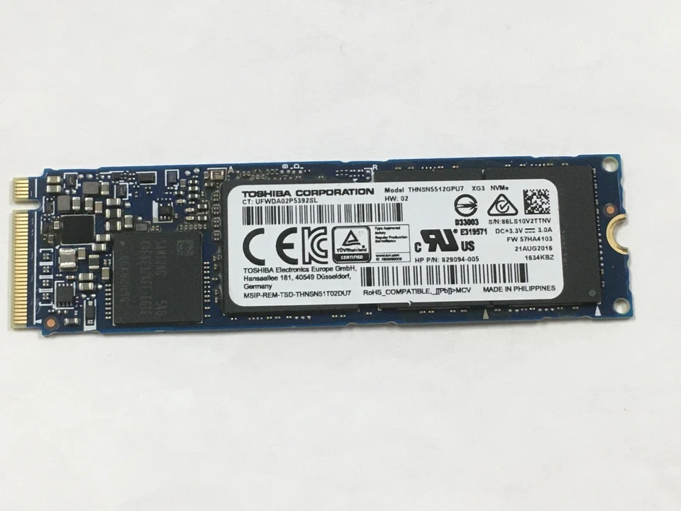 TOSHIBA THNSN5512GPU7  512GB  XG3  NVMe  SSD SOLID STATE DRIVE - Image 1 of 1