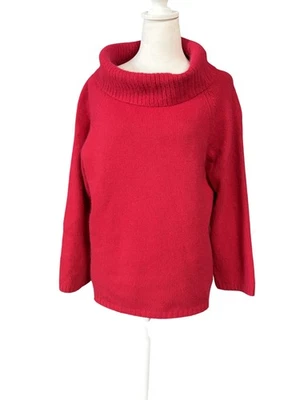 Rafaella Sweater Womens XL Red Angora Lambswool Cowl Neck Pullover Knit Raglan - Image 1 of 4