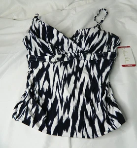 Costume da bagno Anne Cole donna XL blu navy Ikat gonna pezzo unico UPF 50 ACSK400 nuovo con etichette - Foto 1 di 6