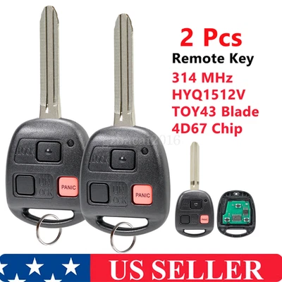 2 Para 2003 2004 2005 2006 07 Toyota Land Cruiser Mando a Distancia Llavero HYQ1512V Foto 1 de 4