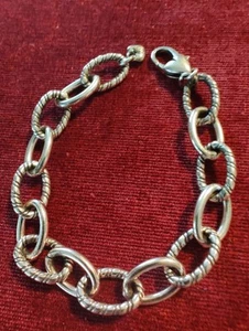 Brighton Pebble Smooth Silver Etched Chain Links Bracelet 8.5” - Picture 1 of 3